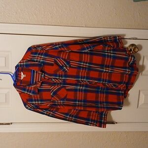terra & sky, 1X, long sleeve, red plaid shirt